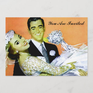 retro vintage som gifta sig inbjudningar