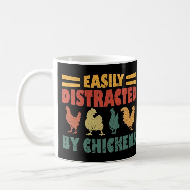 Retro-Vintage som lätt distraherats av kycklingar Kaffemugg (Vänster)