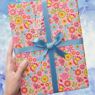 Retro Vintage Sommar Blommigt Modern Mönster Presentpapper