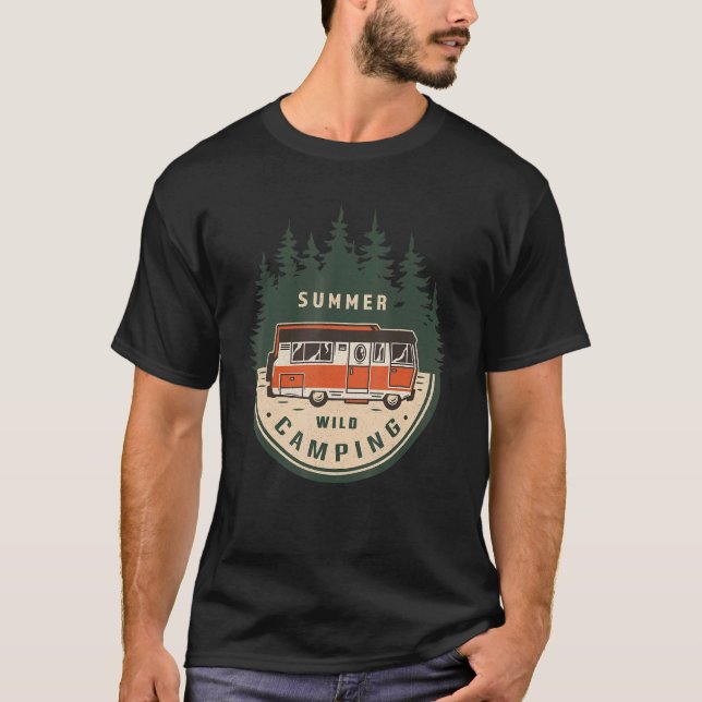 Retro Vintage Sommar Vild Camping Äventyr T Shirt (Framsida)