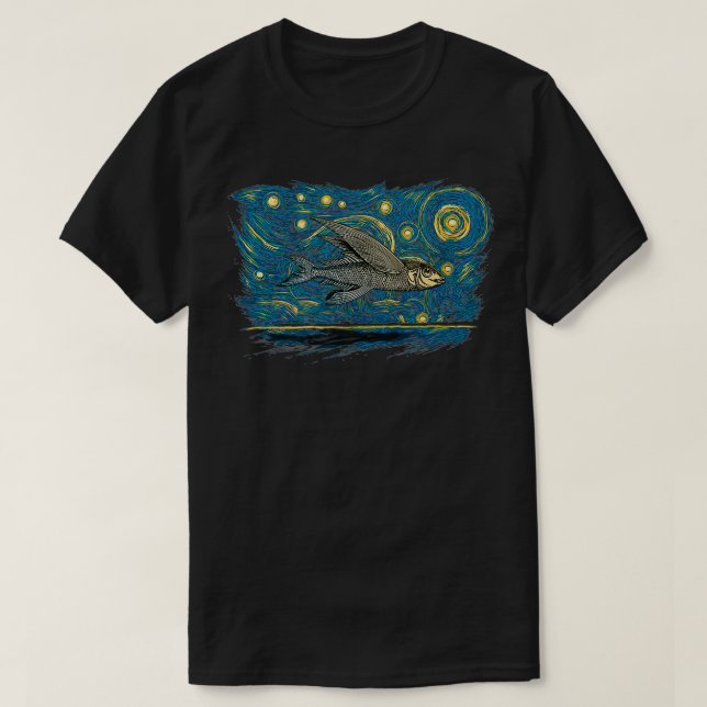 Retro Vintage Stil Flygfisk T Shirt (Design framsida)