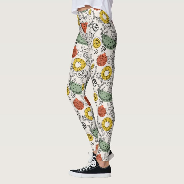 Retro Vintage Stil Fruit Mönster Leggings (Vänster)