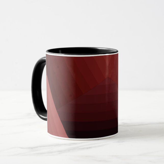 Retro vintage stil geometriska linjer röd burgunde mugg (Framsida vänster)