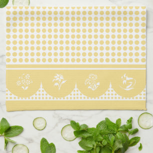 Retro Vintage stil gult Polka dot scallop Kökshandduk
