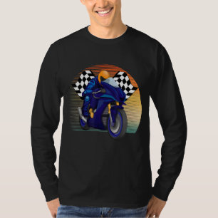 Retro Vintage Stil Motorcycle Moto GP Tävla Fläkt T Shirt