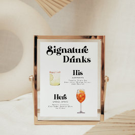 Retro Vintage Stil Namnteckning Drinks Poster