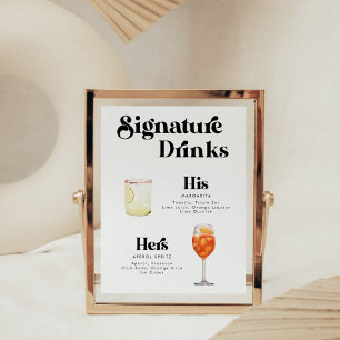Retro Vintage Stil Namnteckning Drinks Poster