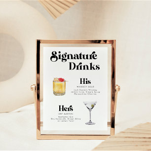 Retro Vintage Stil Namnteckning Drinks Poster
