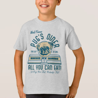 Retro Vintage Stil Pug's Middag Tees för barn Tee Shirt
