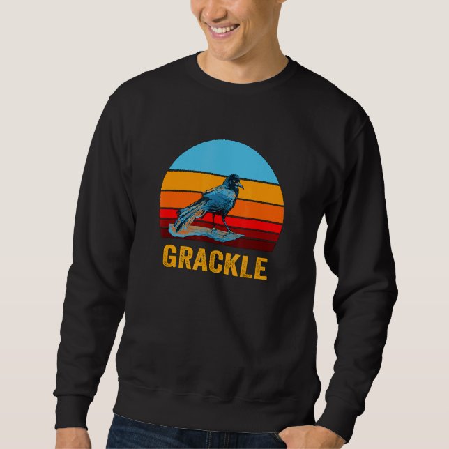 Retro Vintage Stil Sunset Grackle Lång Ärmad Tröja (Framsida)