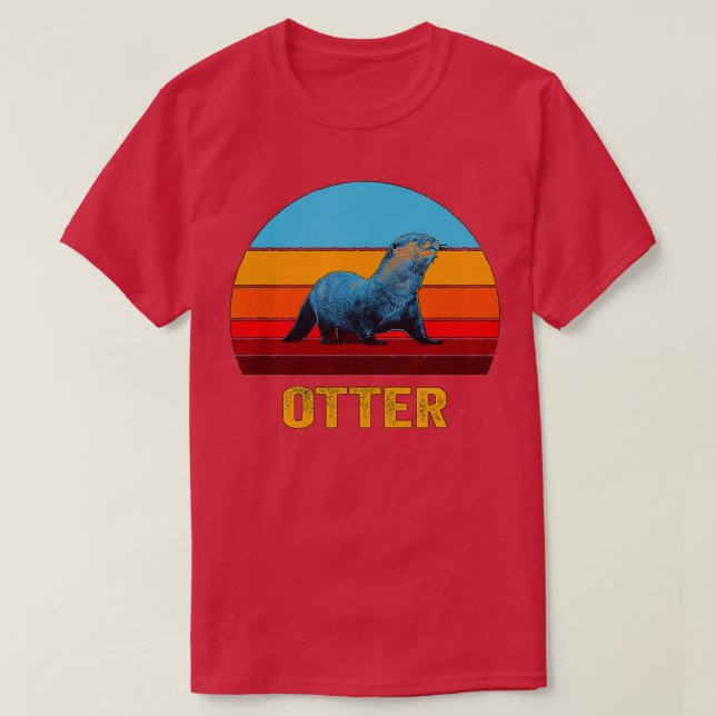 Retro Vintage Stil Sunset Otter T Shirt (Design framsida)