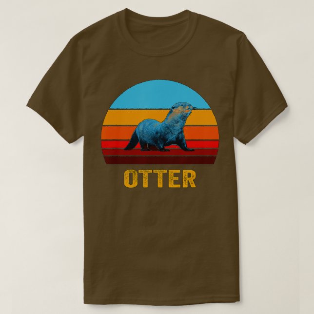Retro Vintage Style Sunset Otter  T Shirt (Design framsida)