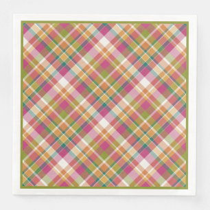 Retro Vintage Summer Play Tartan Squares Mönster Pappersservett