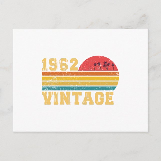 Retro Vintage Sunset 1962 Birthday Vykort (Framsida)
