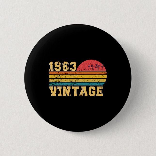 Retro Vintage Sunset 1963 Birthday Knapp (Framsida)
