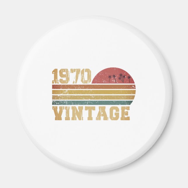 Retro Vintage Sunset 1970 Birthday Magnet (Framsidan)