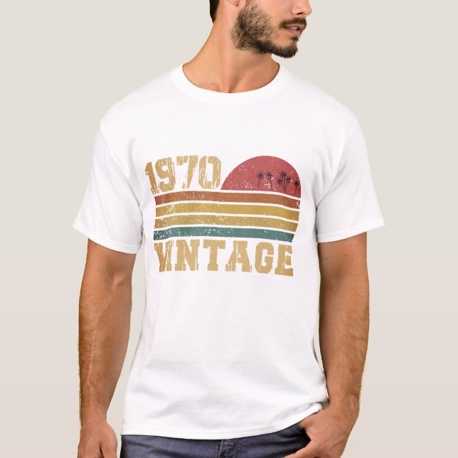 Retro Vintage Sunset 1970 Birthday T Shirt (Framsida)