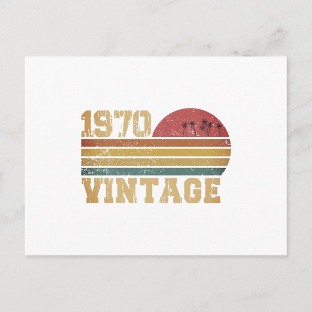 Retro Vintage Sunset 1970 Birthday Vykort (Framsida)