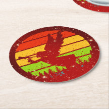 Retro Vintage Sunset Angel med Horn Square Papper