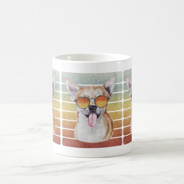 Retro Vintage Sunset Chihuahua Mamma Pappa Kaffemugg (Center)