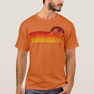 Retro Vintage Sunset Coco Handflatan Träd Tropical T Shirt