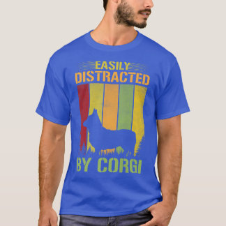 Retro Vintage Sunset Easily Distracted By Corgi Fu T Shirt