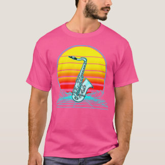 Retro Vintage Sunset Jazz Saxophone T Shirt