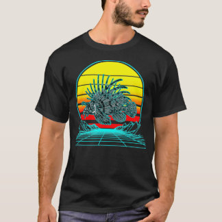 Retro Vintage Sunset Lionfish T Shirt