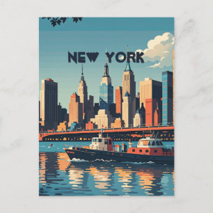 Retro Vintage Sunset över Manhattan Vykort