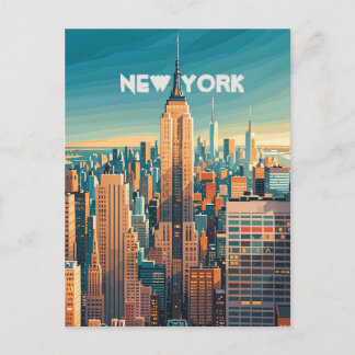 Retro Vintage Sunset över Manhattan Vykort