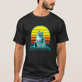 Retro Vintage Sunset Siberian Cat T Shirt