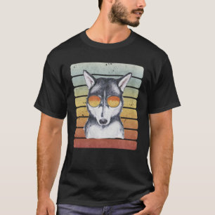 Retro Vintage Sunset Siberian husky Mamma Pappa T Shirt