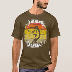 Retro Vintage Sunset Träd Fishing Kansas Fisherma T Shirt