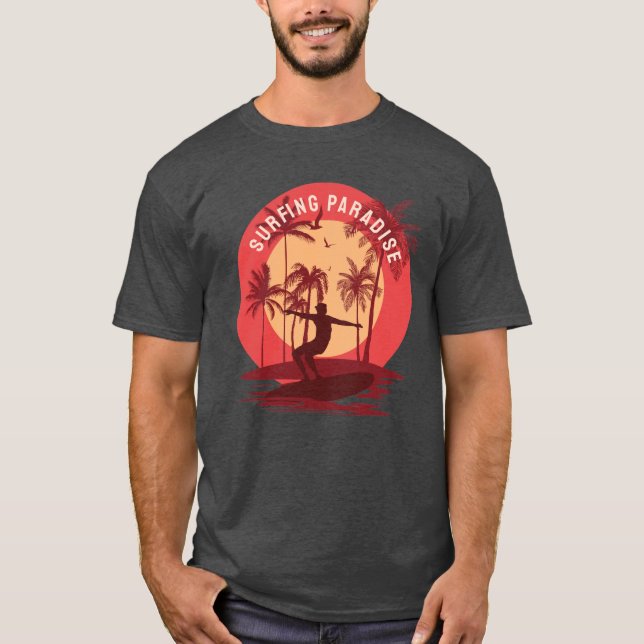 Retro vintage Surfing paradise T Shirt (Framsida)