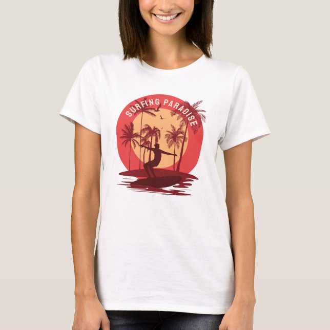 Retro vintage Surfing paradise T-Shirt (Framsida)
