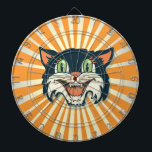 Retro Vintage svart kartong Piltavla<br><div class="desc">Toppens coola återställer vintagens svarta kattbräda med orangens solsprängningsbakgrund.</div>
