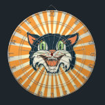 Retro Vintage svart kartong Piltavla<br><div class="desc">Toppens coola återställer vintagens svarta kattbräda med orangens solsprängningsbakgrund.</div>