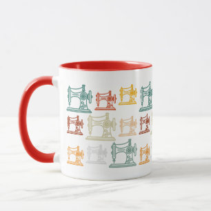Retro Vintage Symaskiner Mönster - Sypresent Mugg