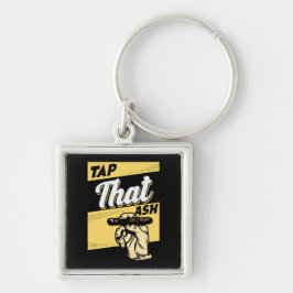 RETRO VINTAGE TAP DAT ASH FUNNY CIGAR QUOTE FYRKANTIG SILVERFÄRGAD NYCKELRING