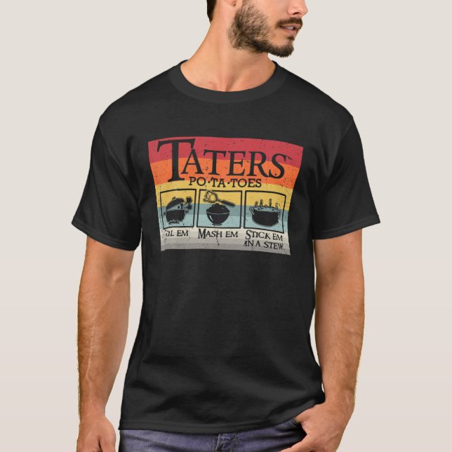 Retro Vintage Taters Po-Ta-Toes T Shirt (Framsida)
