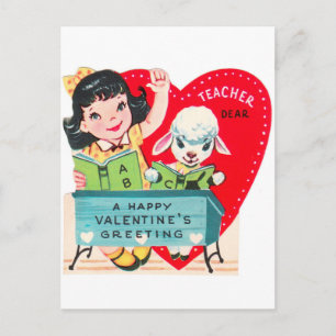 Retro Vintage Teacher Valentine Helgdag vykort