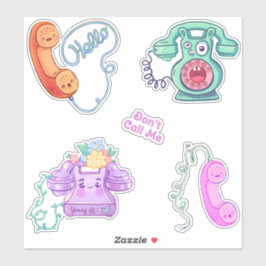 Retro Vintage Telefoner Sticker Pack Klistermärken