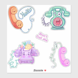 Retro Vintage Telefoner Sticker Pack Klistermärken