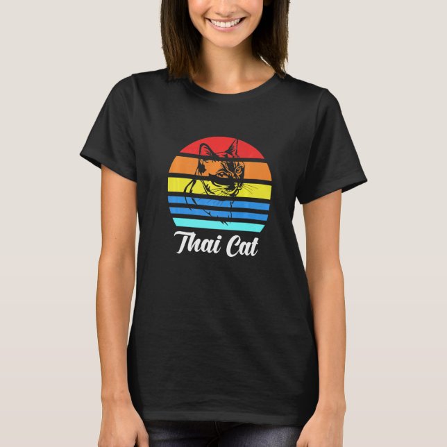 Retro Vintage Thailändsk Katt Present T Shirt (Framsida)