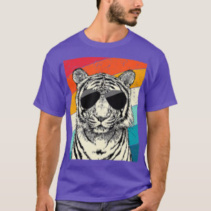 Retro Vintage Tiger med solglasögon Vild Animal Lo T Shirt
