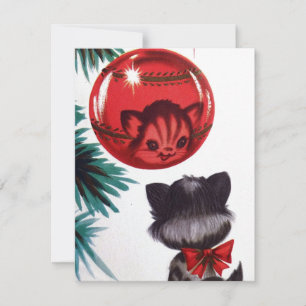 Retro Vintage-tilläggskort för julkatt Julkort