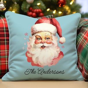 Retro Vintage Tomte Blå Jul Kudde
