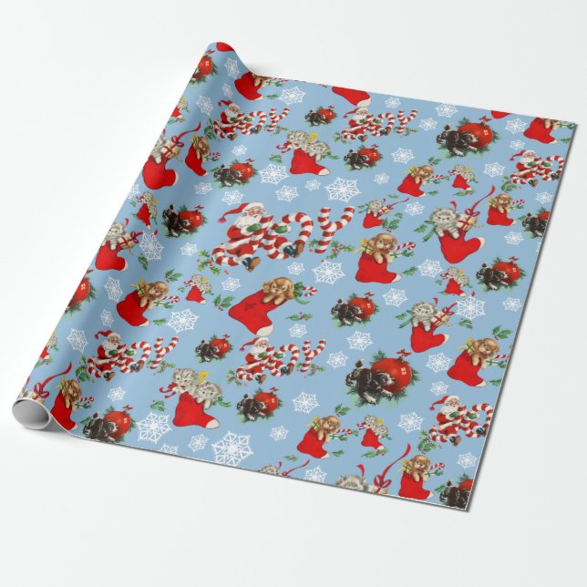 Retro Vintage Tomte Jul Presentpapper (Utrullad)