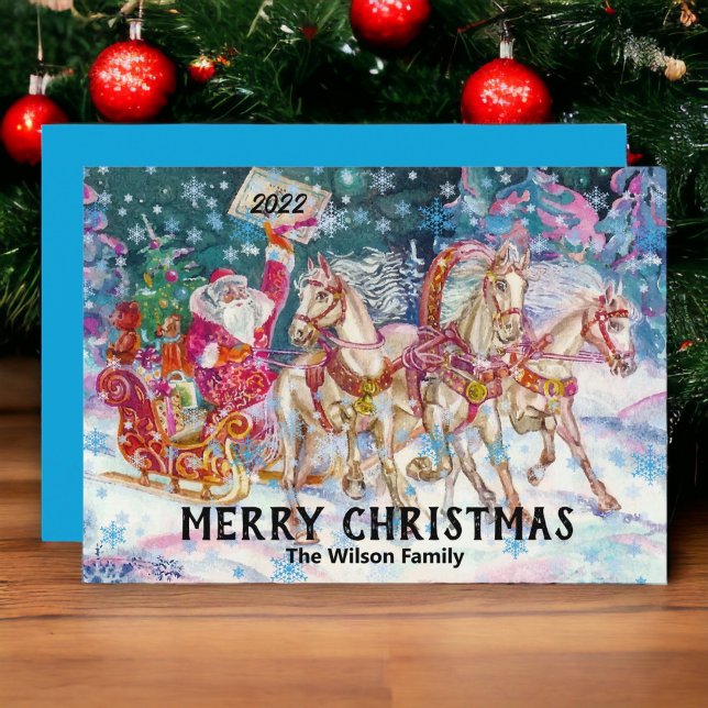 Retro Vintage Tomtesläde Anpassad God Jul Julkort (Skapare uppladdad)