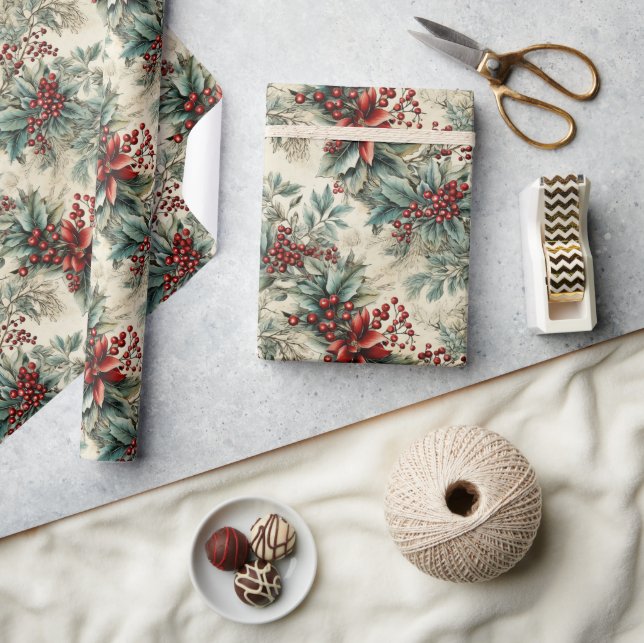 Retro vintage traditionell modern julklapp presentpapper (Hantverk)